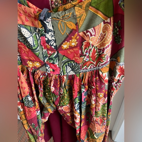 Ritu Kumar designer dress Chooridaar pant Anarkali  set burgundy M - Picture 3 of 9